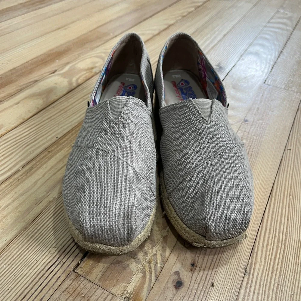 Skechers Bobs Highlights 2.0 Taupe Espadrille Platform Slip On Shoes Womens‎ 8.5